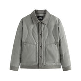 Men's Layered-Look Corduroy-Panel Down Jacket